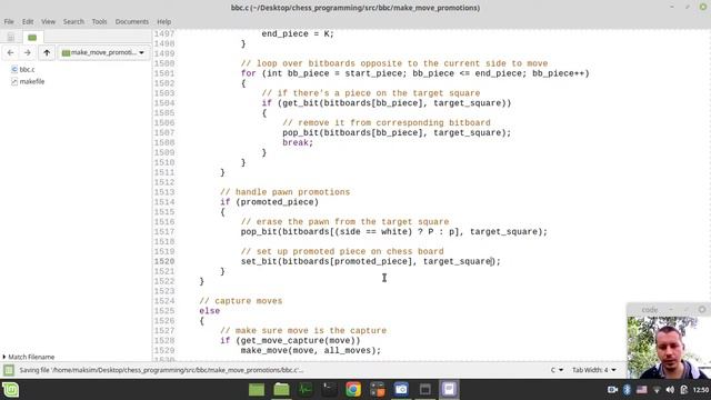 34-Bitboard CHESS ENGINE In C  Implementing MAKE MOVE Function (handling Pawn Promotions)