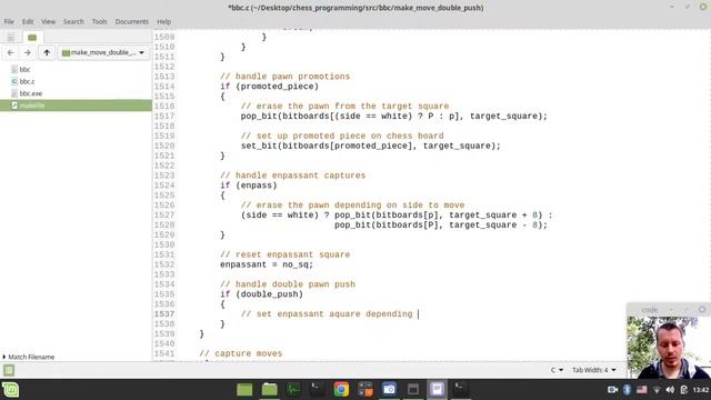 36-Bitboard CHESS ENGINE in C implementing MAKE MOVE function (handling double pawn pushes) смотреть онлайн