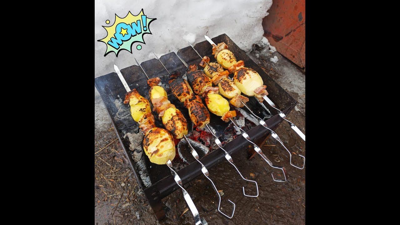 Шашлык из картошки и сала!!! Быстрое, бюджетное, вкусное блюдо!!!