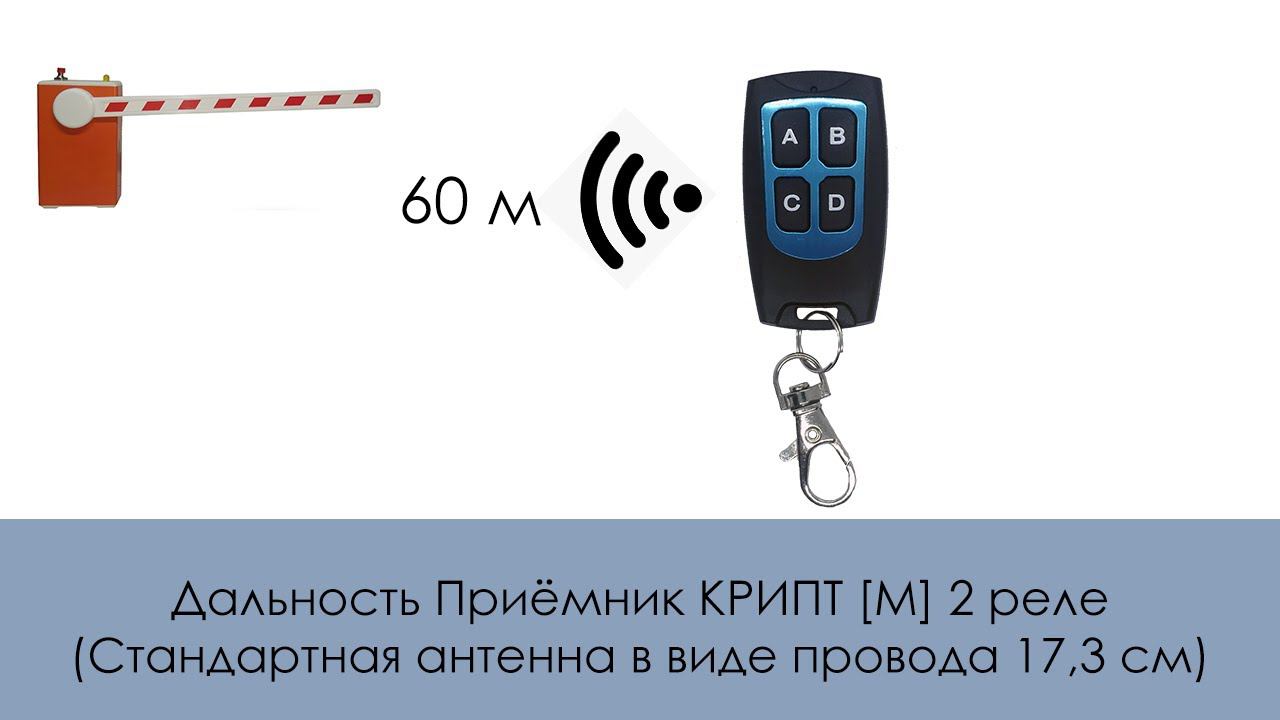 Дальность Приёмник КРИПТ [M] 2 реле (Стандартная антенна в виде провода 17,3 см)