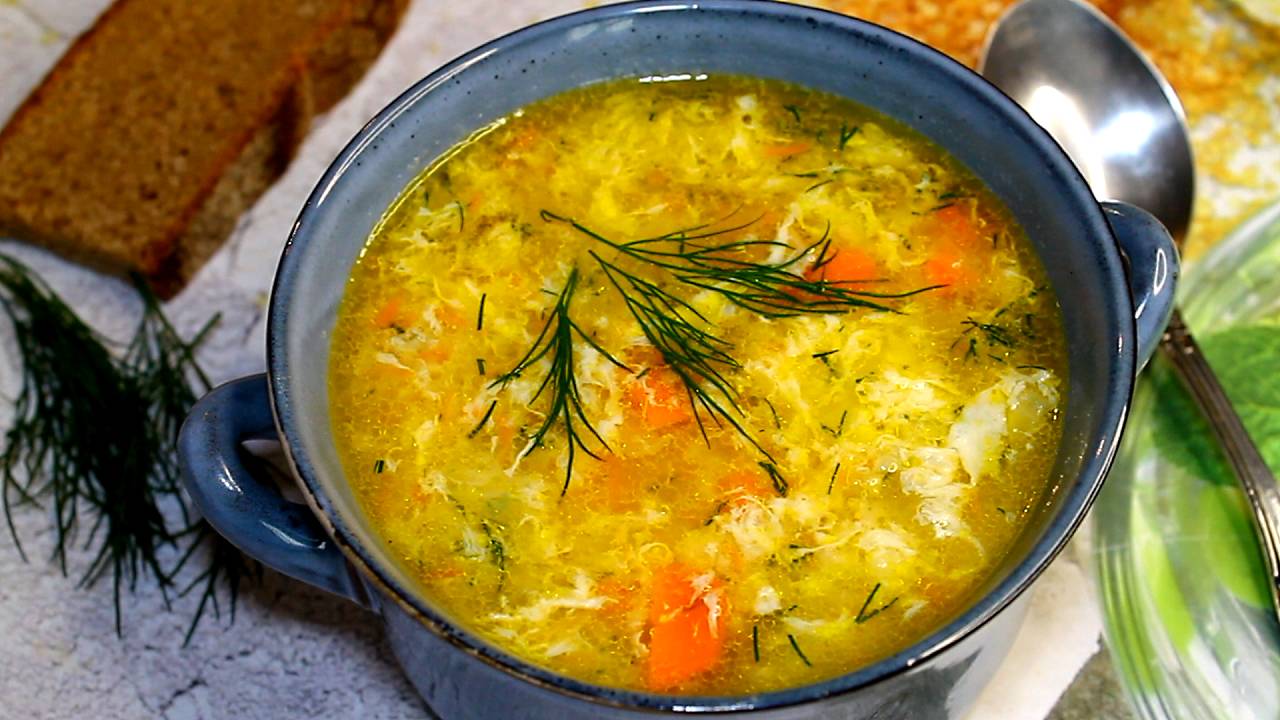 📌 Пшенный суп с яичной паутинкой. Рецепт Вкусного супа на каждый день