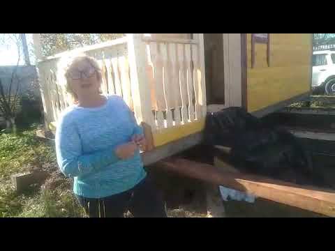 Перевозная баня с террасой. Выезжали к клиенту на замеры...