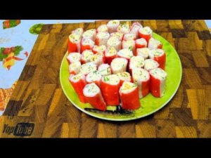 Ну очень вкусные рулетики из крабовых палочек с начинкой