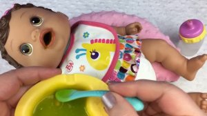 Feeding BABY ALIVE Changing Time Baby Olivia Peas Doll Food