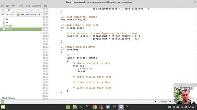 37-Bitboard CHESS ENGINE in C implementing MAKE MOVE function (handling castling moves) смотреть онлайн