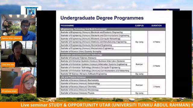 live seminar STUDY & OPPORTUNITY at UTAR (UNIVERSITI TUNKU ABDUL RAHMAN) Malaysia.