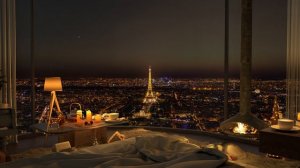 Autumn Night - 4K Cozy Bedroom in Paris with Jazz Music for Relax and Study
