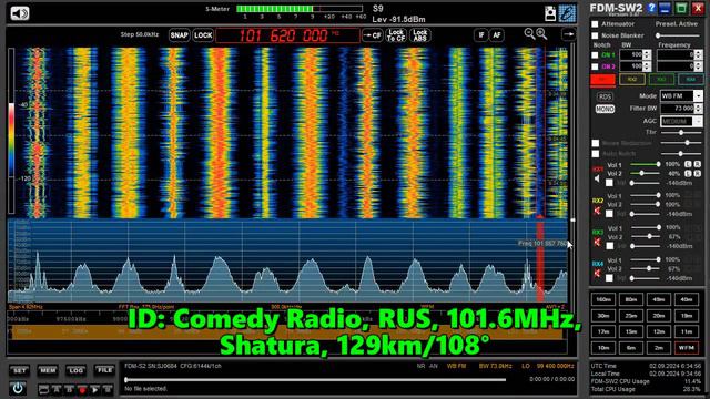 02.09.2024 06:35UTC, [Semilocal], Камеди Радио, Шатура, 101.6МГц, 129км