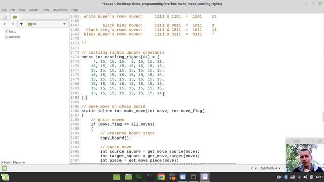 38-Bitboard CHESS ENGINE in C implementing MAKE MOVE function (updating castling rights) смотреть онлайн