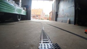 GoPro at lego train layout XXL - crossing a bridge, changing round, passing ICE3 and a little crash