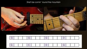 Guitar lesson. Play your first chord tunes, She'll be comin' 'round the mountain & Hey Jude