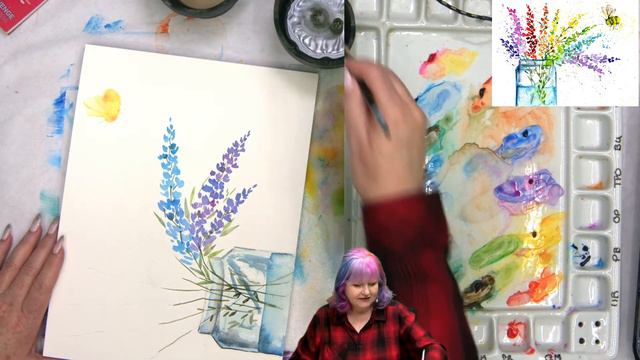 BEGINNERS Easy How to Paint Watercolor Step by step FLOWERS MASON JAR BEE  | The Art Sherpa