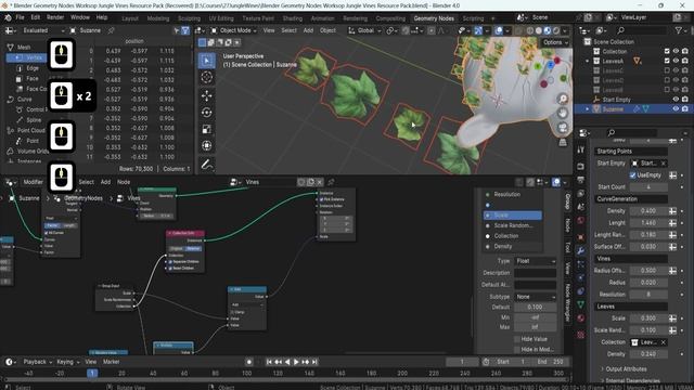 13 - Leaf Scaling Randomness. GEOMETRY NODES JUNGLE VINES in Blender