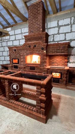Барбекю комплекс в Нео-Тульском стиле из кирпича ручной формовки