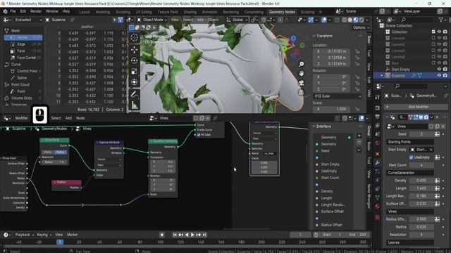 16 - Storing UV Map Data for Curves. GEOMETRY NODES JUNGLE VINES in Blender