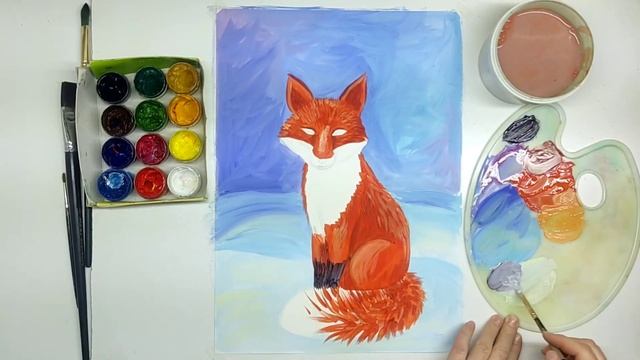 Как нарисовать ЛИСУ. Зимний лес. смотреть онлайн