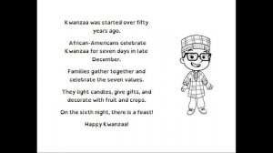 "Happy Kwanzaa" Fluency Passage (Kindergarten)