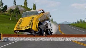 Тачки против сломанного моста в BeamNG Drive!