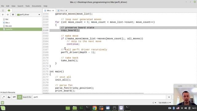 42-Bitboard CHESS ENGINE in C writing PERFT DRIVER function смотреть онлайн