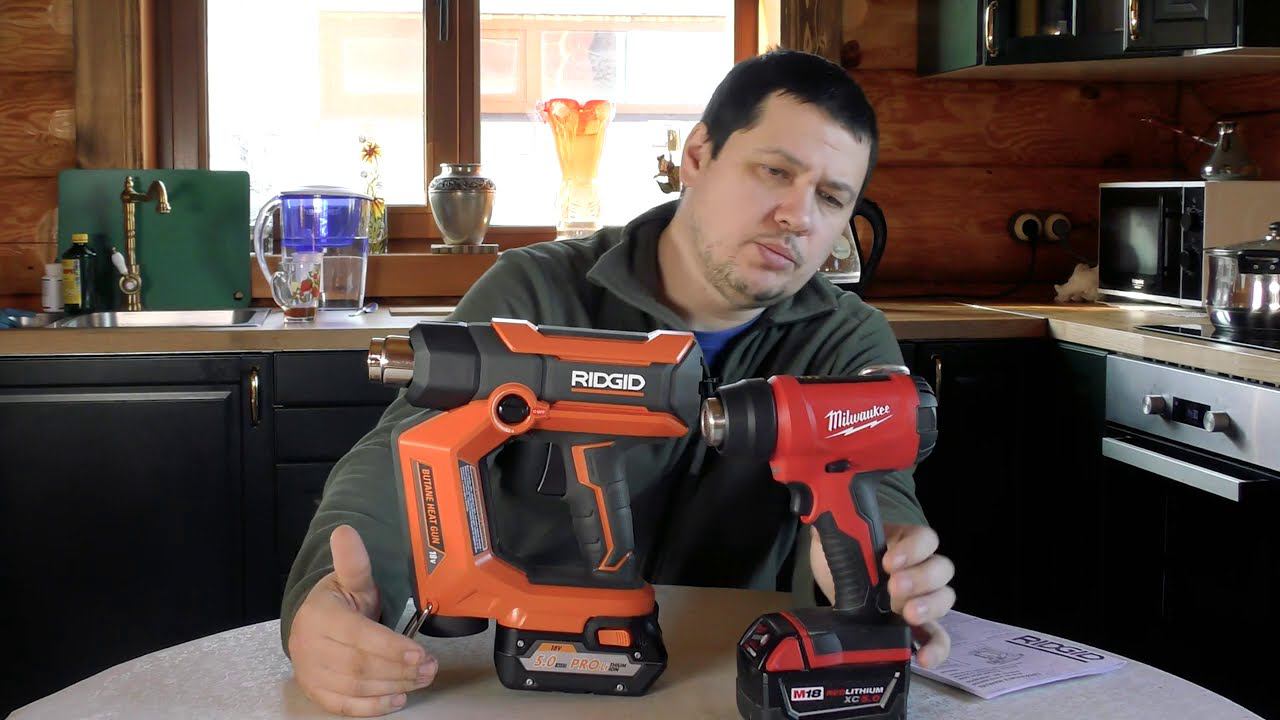 Газовый аккумуляторный термофен Ridgid R860434B. Сравнение с Milwaukee 2688-20.