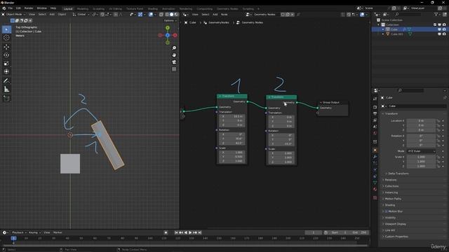 02. Basic Transformation - Part 1. BLENDER GEOMETRY NODES ANIMATION