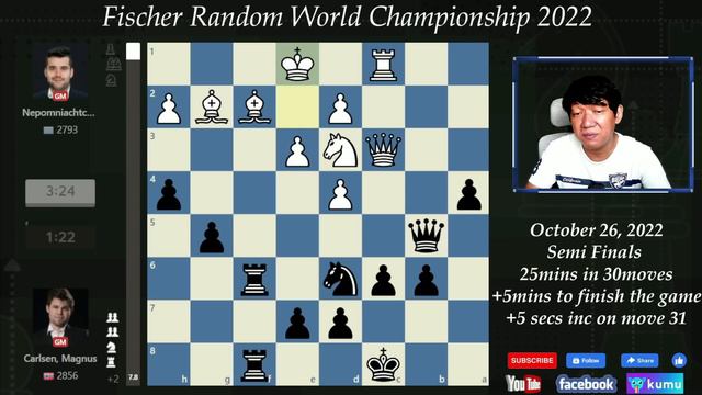 WOW! IBANG KLASE UTAK NITO! Nepo vs Carlsen! World Fischer Random Semi 2022 Game 1