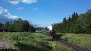 Паровоз Эр774-38 с ретропоездом "Рускеальский Экспресс" следует из Рускеалы