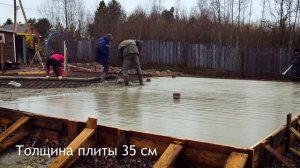 Строительство плитного фундамента с коммуникациями