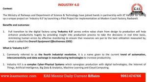 DAILY KAS Mentor Current Affairs -   PARTICIPATORY NOTES,SCHOOL EDUCATION QUALITY INDEX,INDUSTRY 4.