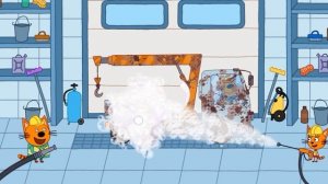 развивающая игра. мультик три кота. собираем и обслуживаем машинки. строим маяк.