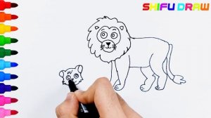 Lion drawing, how to draw and color for children and teenagers|Easy Drawing For Children