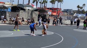 4K Grayson Scott Boucher (The Professor) Global Hooper is on Venice Beach Boardwalk Basketball Grin