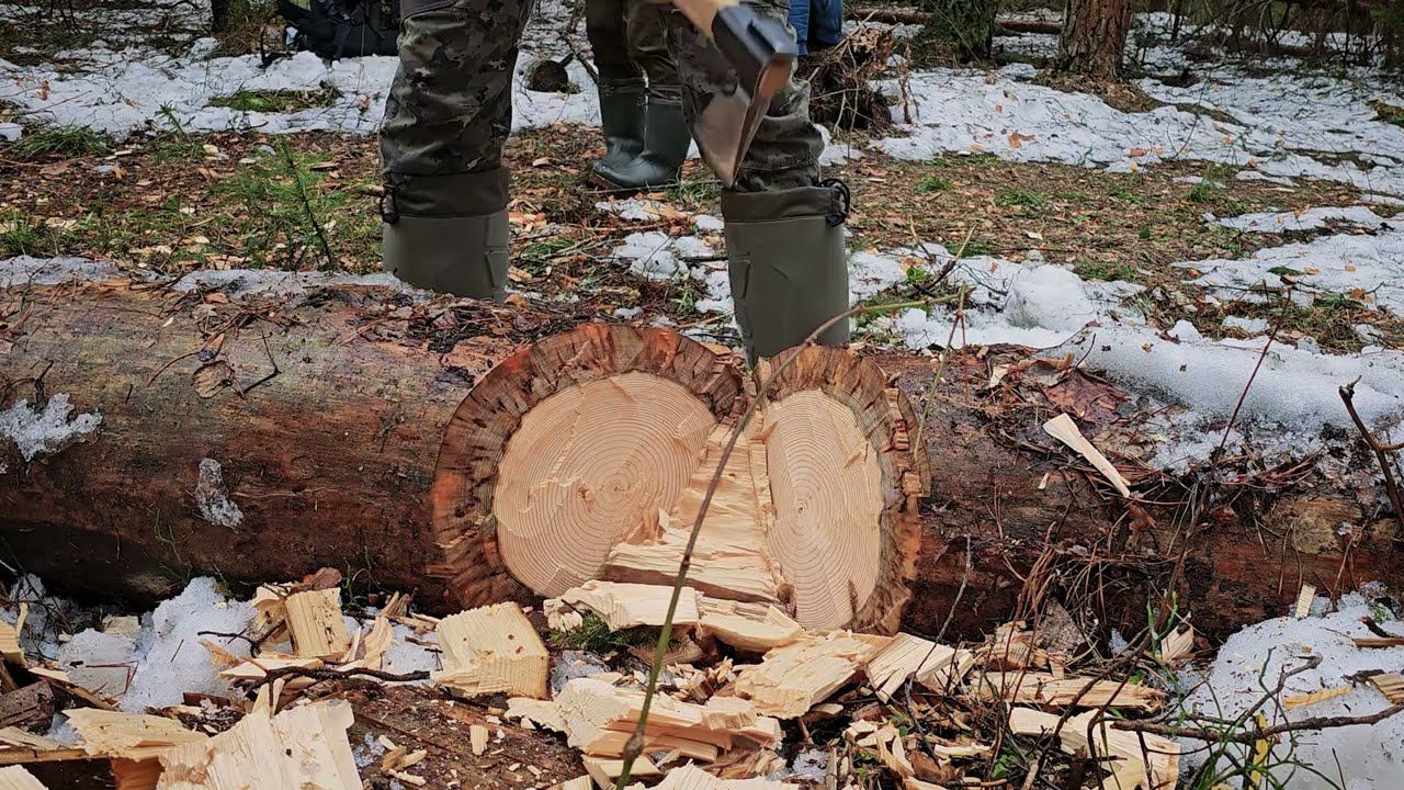 Воскресный порубас. Топоры: Заруба, Лагерный финн, Медведь и кастомная Скопа.