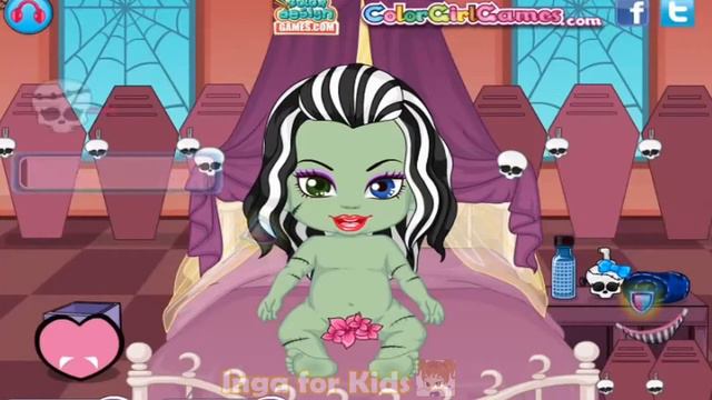 Монстр, забота о ребенке Baby Frankie Stein Caring игра для детей смотреть онлайн