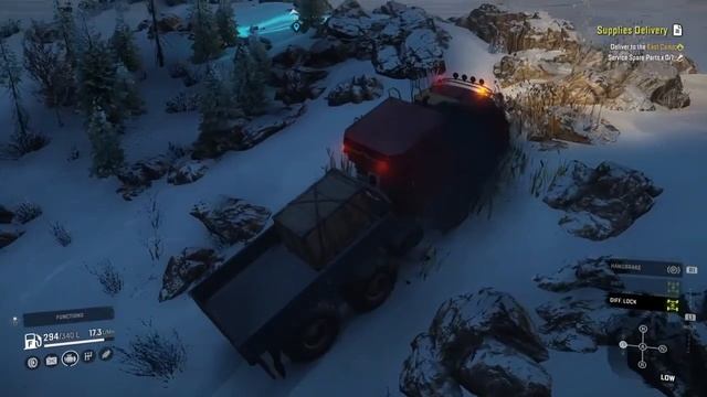 Supplies delivery with Azov 42-20 & Ford 750 Gameplay in Lake Kovd - SnowRunner