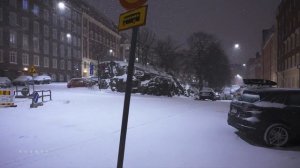 Heavy Snowfall Night Walk in Helsinki (Töölö), Finland 4K