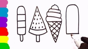 Drawing four cute Icecream| Four icecream drawing for kids||