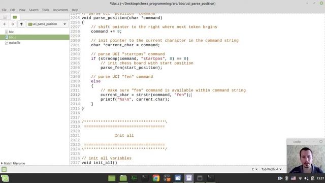 45-Bitboard CHESS ENGINE in C connecting to the GUI (parse position command) смотреть онлайн