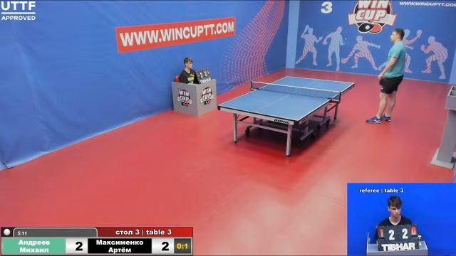 Андреев Михаил 0-3 Максименко Артём   Турнир Восток 5 WIN CUP 26.06.21 Прямая Трансляция Зал 3