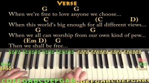 We Shall Be Free (Garth Brooks) Piano Lesson Chord Chart with Chords/Lyrics - Arpeggios