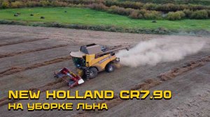 5 комбайнов New Holland CR7.90 с подборщиками РСМ / Уборка льна /Новосибирская обл. ЗАО Новомайское