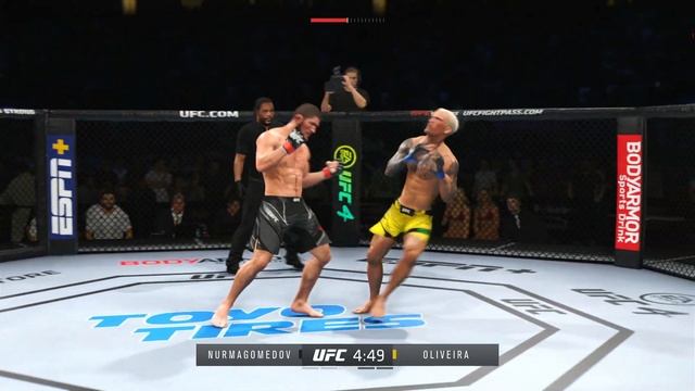 Khabib Nurmagomedov vs Charles Oliveira CPU vs CPU UFC 4 смотреть онлайн