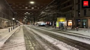 SNOW! SNOW!! SNOW!!! UNFILTERED STREETS OF ZURICH, SWITZERLAND ON A SUNDAY NIGHT - MyGlobe Tracks©