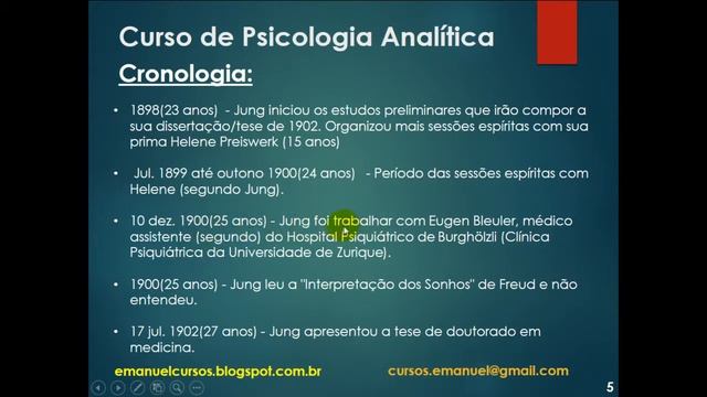 Curso Gratuito de Introdução à  Psicologia Analítica  -  Aula 2 - Cronologia parte 1