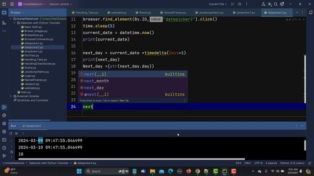Selenium WebDriver with Python tutorial 21 - Handling dropdown Datepicker | Part 2