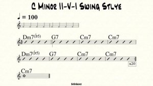 C Minor II-V-I (2-5-1) Swing Style Backing Track (BPM 100)