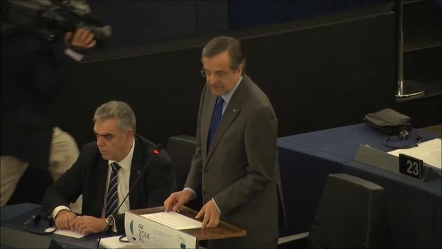 Antonis Samaras (amtierender Ratsvorsitzender) und griechischer Ministerpräsident смотреть онлайн