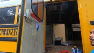 Installing Jimmy Proof Lock On Our Emergency Doors * Skoolie Conversion * Gus The Struggle Bus