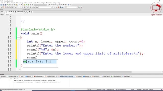Programming Time 4.7 | 10th Computer Science | C Program Counts Multiple of a Given Number b/w 2 nu
