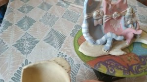 Рыбка - соусник и подставка для телефона "Кошачья семья" . просушка